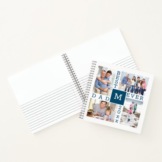 Bester Vater je 4 FotoCollage Mit Monogramm Notizblock (Innenseite)