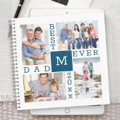Bester Vater je 4 FotoCollage Mit Monogramm Notizblock