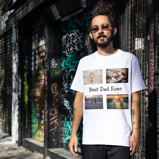 Bester Vater je 4 FotoCollage T-Shirt