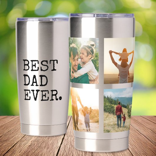 Bester Vater je 4 FotoCollage Thermobecher