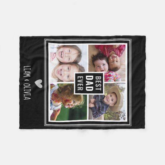 Bester Vater je 4 Fotomaterial Schwarz-Weiß Fleecedecke (Vorderseite (Horizontal))