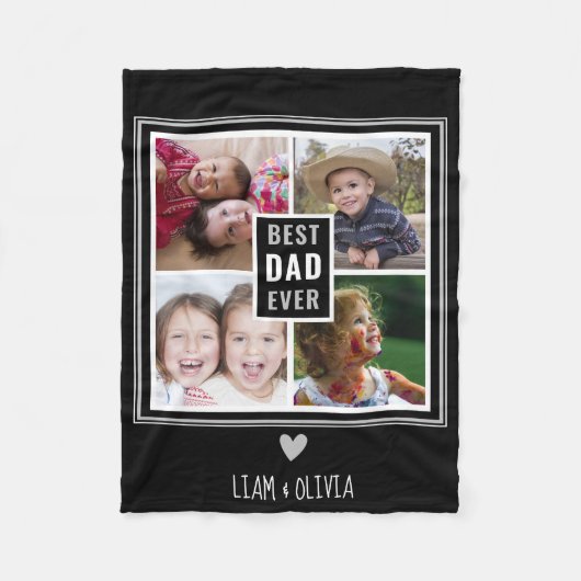 Bester Vater je 4 Fotomaterial Schwarz-Weiß Fleecedecke (Vorderseite)