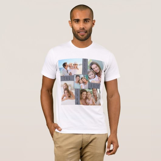 Bester Vater je 5 Bilderfamilie FotoCollage T-Shirt (Vorne ganz)