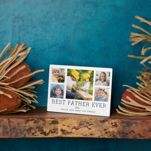 Bester Vater je 5-Foto Collage einfache Custom Fotoplatte (Seite)