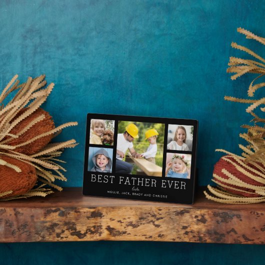 Bester Vater je 5-Foto Collage einfache Custom Fotoplatte (Seite)