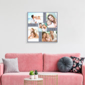 Bester Vater je 5 Foto Collage Grau Blue Square Leinwanddruck (Insitu (Wohnzimmer))