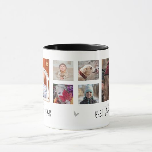 Bester Vater je 6 Fotocollage weiß Tasse (Zentrum)