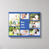 Bester Vater je 7 Foto Collage Blau Leinwanddruck (Vorderseite)
