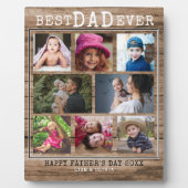 Bester Vater je 8 Familienfoto Collage Rustikales  Fotoplatte (Vorderseite)