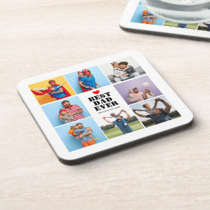 Bester Vater je 8 Foto Collage Vatertag Geschenk Getränkeuntersetzer