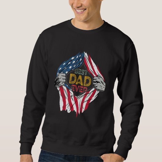 Bester Vater je amerikanische Flagge Super Hero Fa Sweatshirt (Vorderseite)