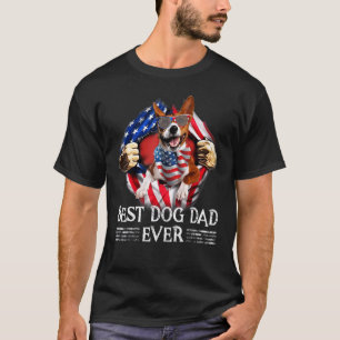 Bester Vater je Basenji - Amerikanische Fahne für T-Shirt