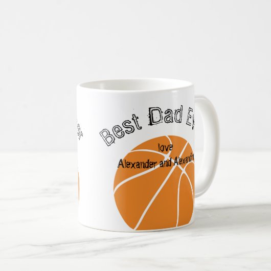 Bester Vater je Basketball gestörter Text Kaffeetasse (VorderseiteRechts)