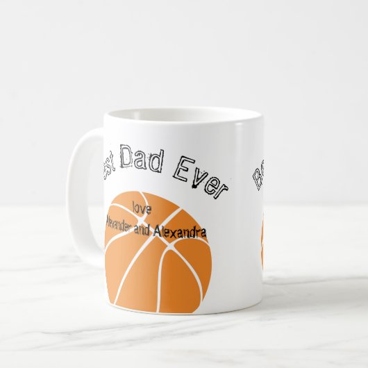 Bester Vater je Basketball gestörter Text Kaffeetasse (Vorderseite Links)