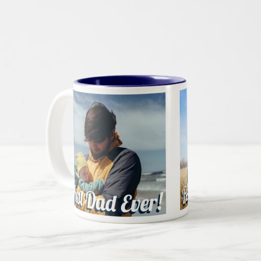 Bester Vater je! Benutzerdefinierte 2 horizontale  Zweifarbige Tasse (Vorderseite Links)