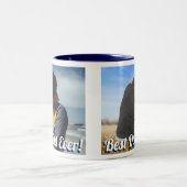 Bester Vater je! Benutzerdefinierte 2 horizontale  Zweifarbige Tasse (Mittel)