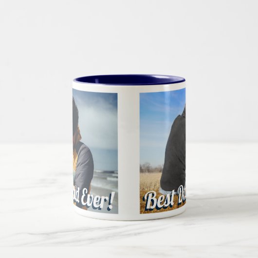 Bester Vater je! Benutzerdefinierte 2 horizontale  Zweifarbige Tasse (Mittel)