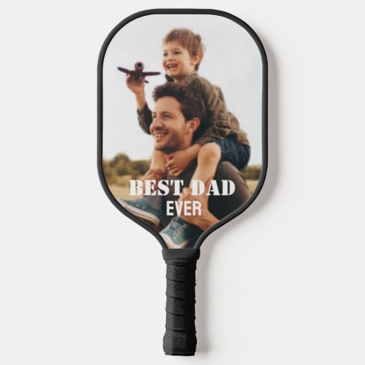 Bester Vater je benutzerdefinierte Foto-Collage Er Pickleball Schläger (Rückseite)
