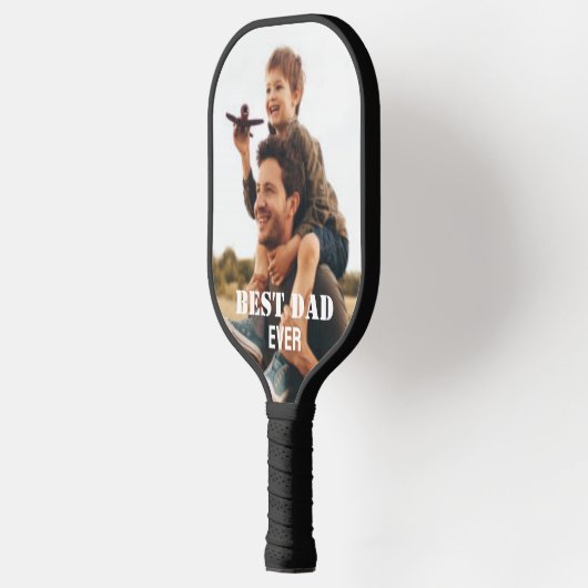 Bester Vater je benutzerdefinierte Foto-Collage Er Pickleball Schläger (Links)