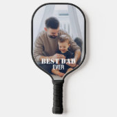 Bester Vater je benutzerdefinierte Foto-Collage Er Pickleball Schläger (Rückseite)