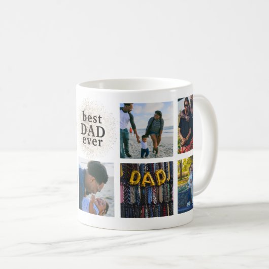 Bester VATER je benutzerdefinierte Gold Multi-Foto Kaffeetasse (VorderseiteRechts)
