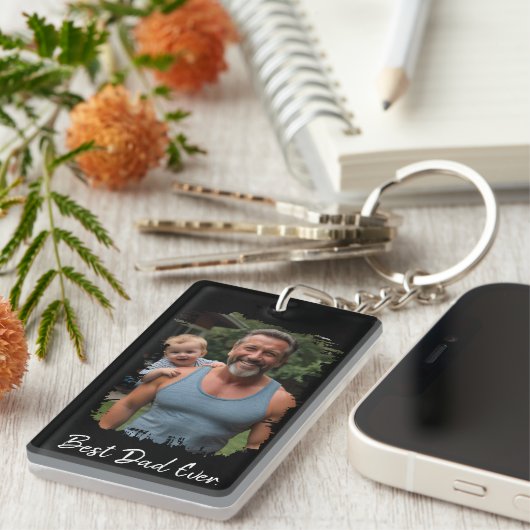 Bester Vater je benutzerdefinierter Foto Schlüssel Schlüsselanhänger (Vorderseite rechts)
