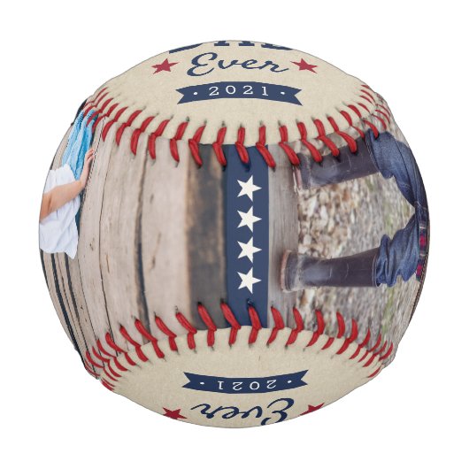 Bester Vater je | Benutzerdefiniertes Foto Baseball (Vorderseite)