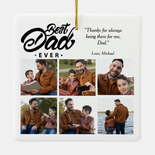 Bester Vater je benutzerdefiniertes Foto Keramikornament (Rückseite)