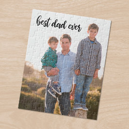 Bester Vater je benutzerdefiniertes Foto Schwarzes Puzzle