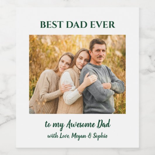 Bester Vater je benutzerdefiniertes Foto Weinetikett (Einzelnes Label)