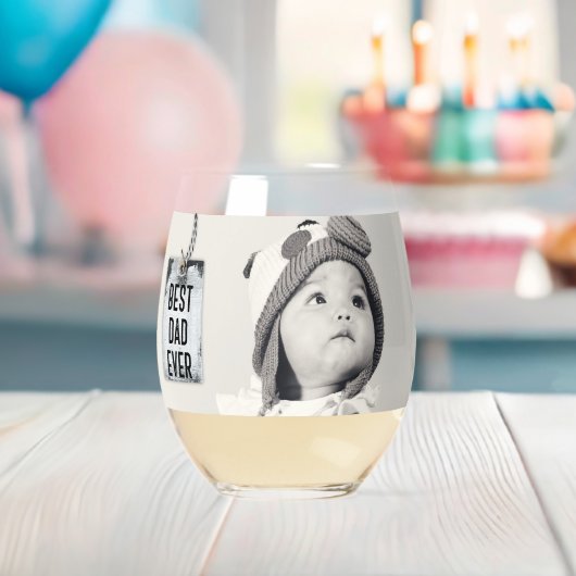 Bester Vater je benutzerdefiniertes Foto Weinglas Ohne Stiel (Insitu (Baby Party))