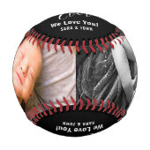 Bester Vater je Black Baby 2 Fotos Name Baseball (Vorderseite)