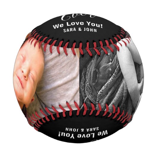 Bester Vater je Black Baby 2 Fotos Name Baseball (Vorderseite)