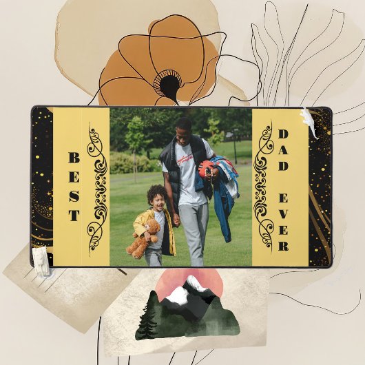 Bester Vater je Black Leafy Gold Swirt Modernes Sc Schreibtischunterlage