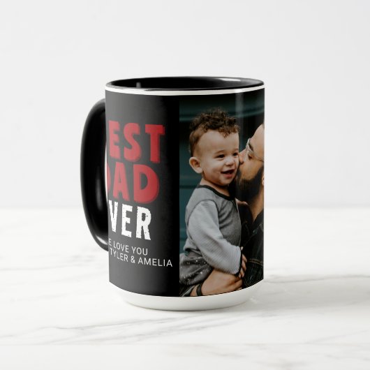 Bester Vater je Black Red Family Foto Tasse (Vorderseite Links)