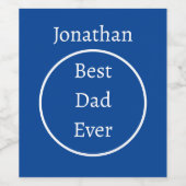 Bester Vater je blau Weinetikett (Einzelnes Label)