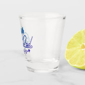 Bester Vater je Blaue Typografie mit Bäumen Schnapsglas (Rechts)