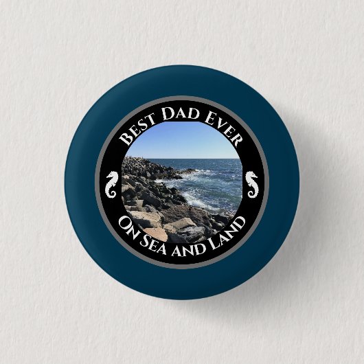 Bester Vater je blauer Atlantik Felsstrand Button (Vorderseite)