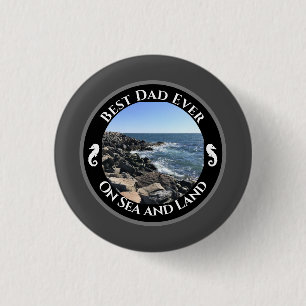Bester Vater je blauer Atlantik Felsstrand Button
