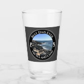 Bester Vater je blauer Atlantik Felsstrand Glas (Vorderseite)