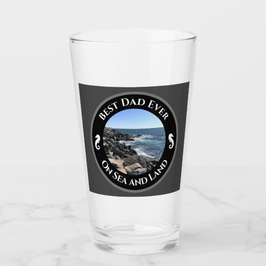 Bester Vater je blauer Atlantik Felsstrand Glas (Vorderseite)