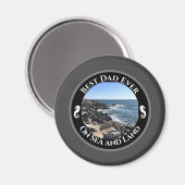 Bester Vater je blauer Atlantik Felsstrand Magnet (Vorderseite/Rückseite)