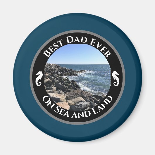 Bester Vater je blauer Atlantik Felsstrand Magnet (Vorne)