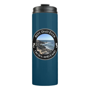 Bester Vater je blauer Atlantik Felsstrand Thermosbecher