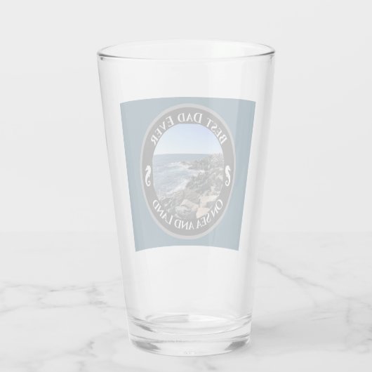 Bester Vater je Blue Atlantic Ocean Rocky Seashore Glas (Rückseite)