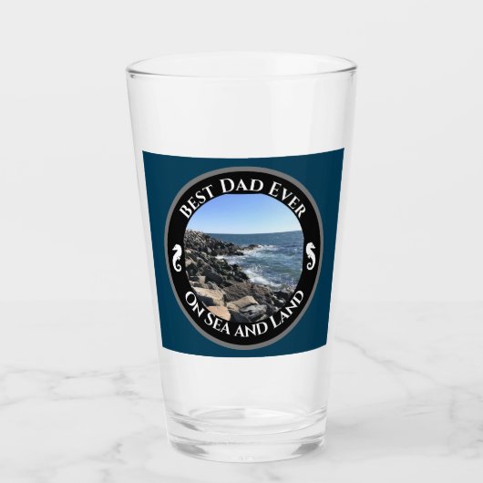 Bester Vater je Blue Atlantic Ocean Rocky Seashore Glas (Vorderseite)