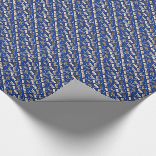 Bester Vater je Blue Gold Elegante Typografie Geschenkpapier (Ecke)