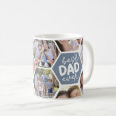 Bester Vater je | Blue Hexagons Foto Kaffeetasse (VorderseiteRechts)