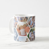 Bester Vater je | Blue Hexagons Foto Kaffeetasse (Vorderseite Links)