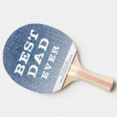 Bester Vater je Blue Jeans Denim Moderne Typografi Tischtennis Schläger (Seitenansicht)